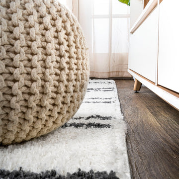Petra Stripe Geometric Shag Area Rug
